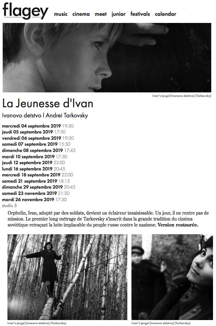 La Jeunesse d'Ivan. Ivanovo detstvo d'Andrei Tarkovsky.